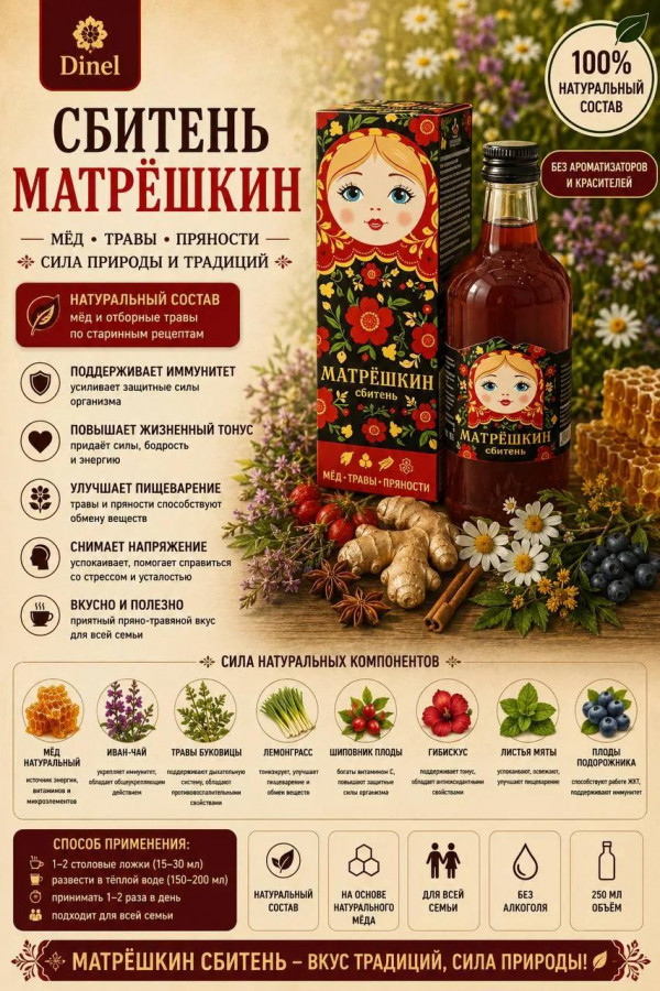 №2 Сбитень Матрёшкин, 250мл  в Георгиевске